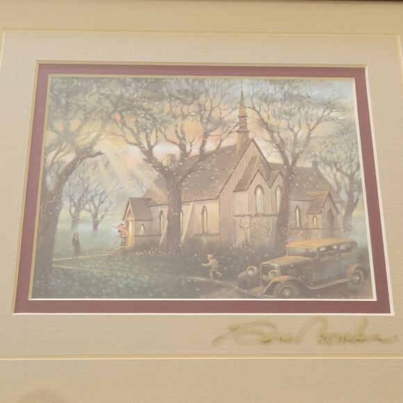 Gene Roncka Signed Frame 'Evening Light' Transfer Picture Print Gold Framed Art - Picture 10 of 12